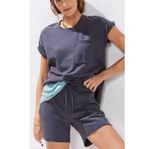 ANTHROPOLOGIE T.LA CARBON SHORT SLEEVE TEE & SHORTS COMFY LOUNGE 2 PC SET